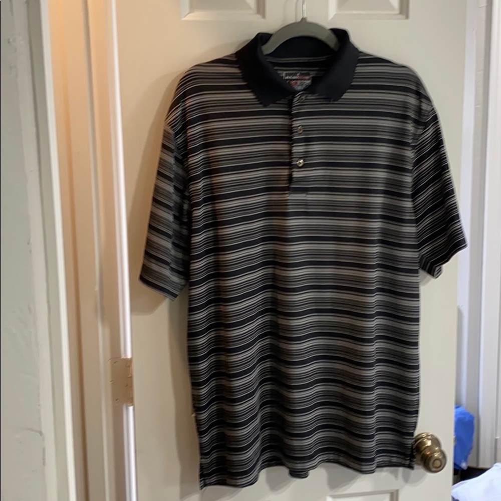 Men’s striped dry fit polo